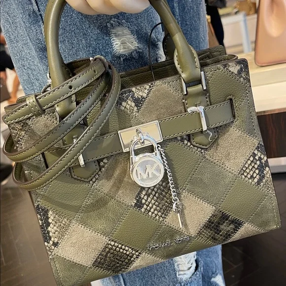 MICHAEL KORS Hamilton Small Patchwork Satchel Crossbody Bag
Olive 
NWT - Picture 13 of 16